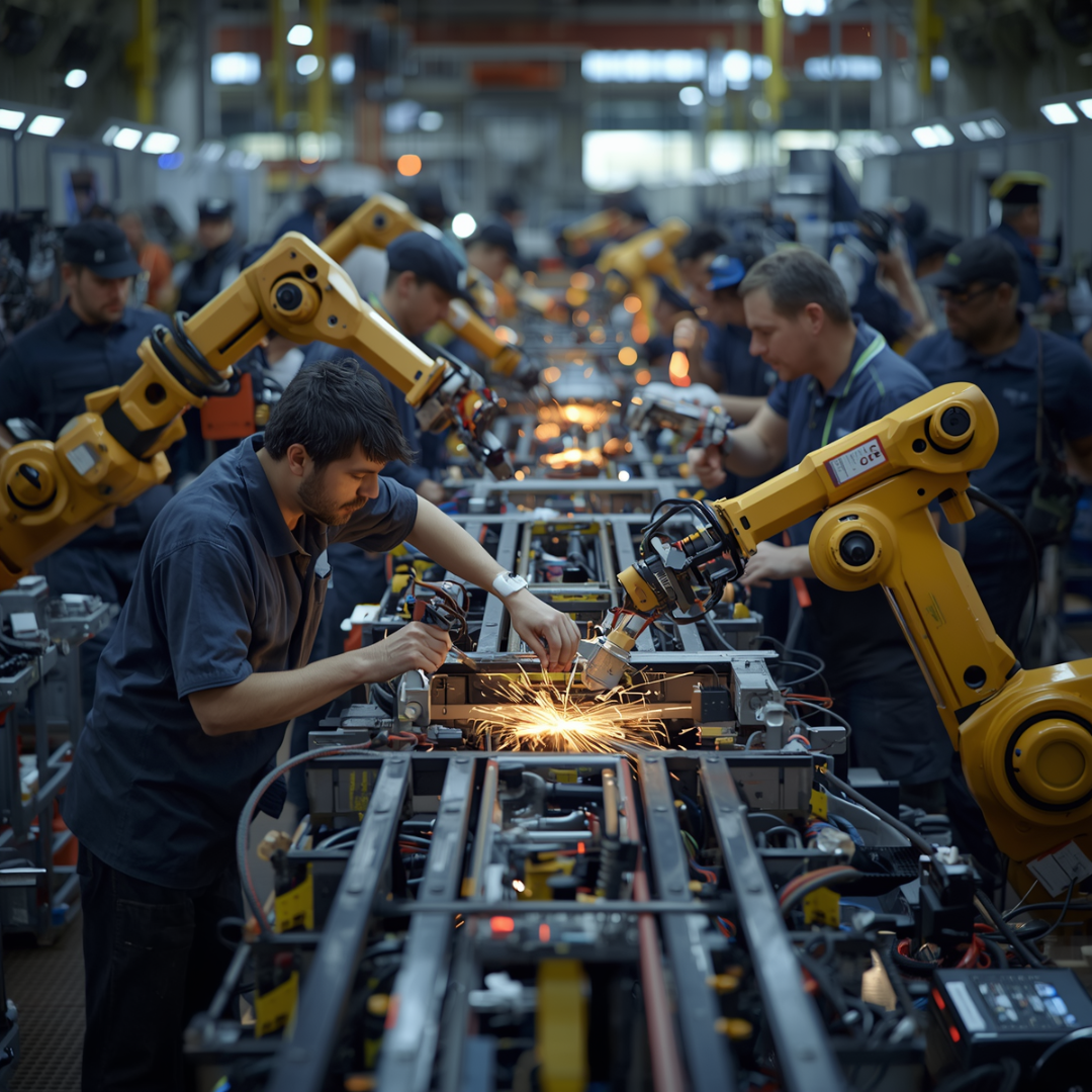 Factory assembly line — the battleground where hardware capability meets deployment reality (image AI-generated with Canva Magic Media)