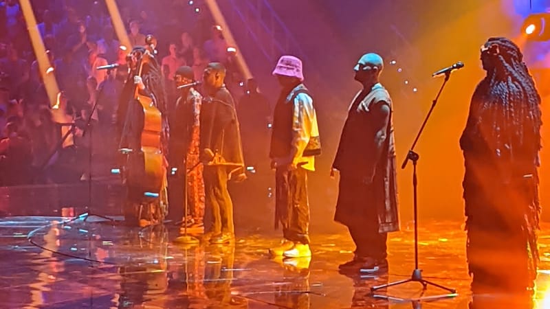 Kalush Orchestra performing at Eurovision 2022 Semi-Final 1 in Turin