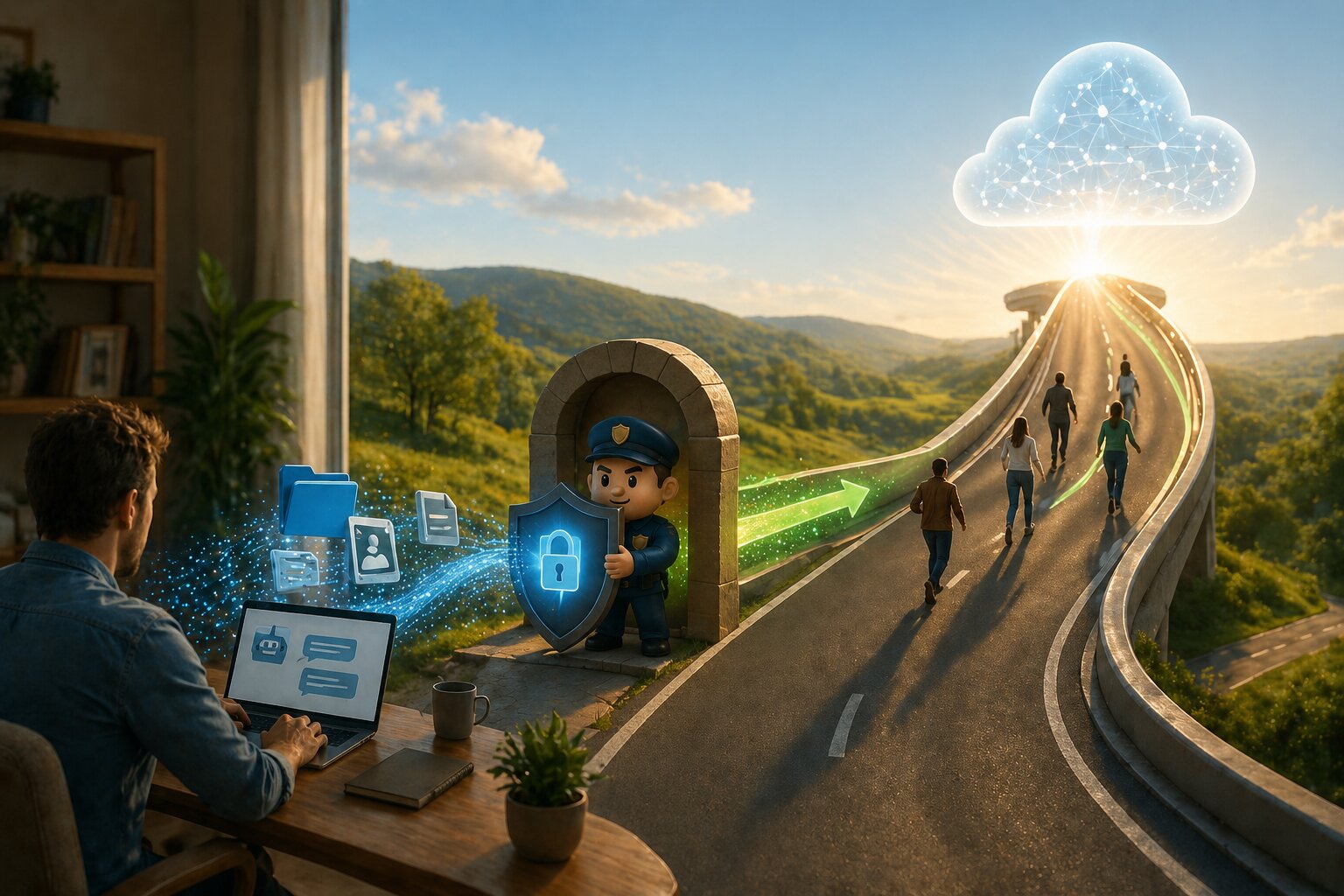 Regulated industry data boundaries with hybrid AI architecture