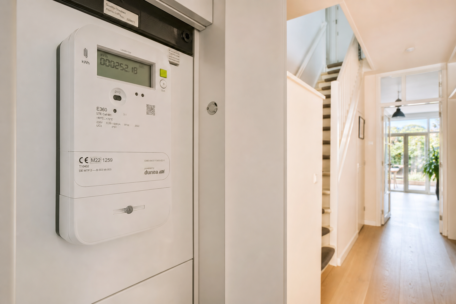 Een moderne slimme elektriciteitsmeter met P1-poort