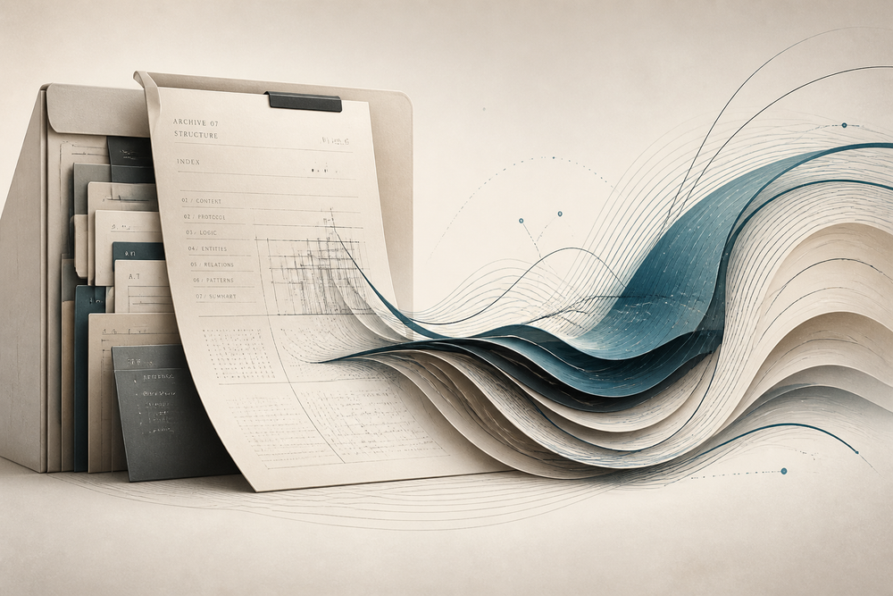 Abstract illustration of an improviser performing freely while a written score in the background represents structured memory and constraints
